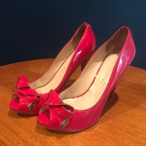 Ivanka Trump Hot Pink Patent Leather Peep Toes
